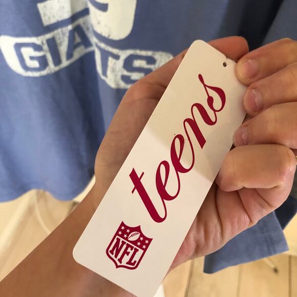 NFL Team Apparel Teens NWT Girls' Blue NY Giants Knit Top Tee Size M (7/9) - Picture 3 of 10